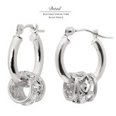 ハワイアンジュエリー フープピアス ピアス ホワイトゴールド ピアス 外径13mm クロッシングピアス プルメリア 透かし バレル 樽 小ぶり ゴールド 揺れる 片耳(1個)購入可 K14ホワイトゴールド 20G ゲージ BY THE SEA バイザシー プレゼント ハロウィン 【品番：GE211W】