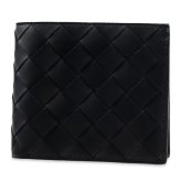 ボッテガヴェネタ BOTTEGA VENETA 二つ折り財布 メンズ レディース イントレチャート 本革 レザー ブラック 黒 小銭入れ付き カード4枚 札入れ コンパクト財布 749412 V3US1 8803