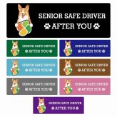カーサイン 高齢者マーク SENIOR SAFE DRIVER スムースコリー ステッカー シール 長方形 15x5cm 肉球 日本製 車