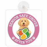 カーサイン 高齢者マーク SENIOR SAFE DRIVER ラブラドゥードル 車内用 吸盤タイプ 収れん火災防止タイプ 肉球 日本製 車 ステッカー