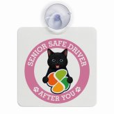 カーサイン 高齢者マーク SENIOR SAFE DRIVER 黒 車内用 吸盤タイプ 収れん火災防止タイプ 肉球 日本製 車 ステッカー