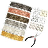 アクセサリーチェーン DIY 6色セット 各約3m 全長約18m カニカン60個 丸カン180個 ペンチ付き 金属製 ネックレス ブレスレット キーホルダー バッグチャーム 手作り ハンドメイド パーツ 接続金具 クラフト用品 NB0HMR6CP84