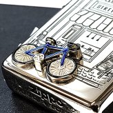 ZIPPO ニューヨーク 自転車 ジッポ ライター かわいい ブルー 重厚立体メタル 両面加工 シルバー おしゃれ 女性 NEW YORK アメリカ FOOD LOVER CLUB おしゃれ 銀 彫刻 レディース ギフト メンズ プレゼント