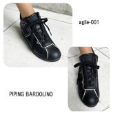 ルコライン 靴 アージレ バイ ルコライン スニーカー agile-001BK PIPING BARDOLINO 本革 ブラック 革 サイドファスナー付 agile by RUCO LINE レディース