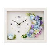 ◆花時計 ラージサイズ【BOX FLOWER フルール・クレセント】（ ブルーパープル）置時計 （掛時計オプション有り） ハンドメイド 文字入れ可能