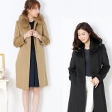 カシミヤ コート レディース カシミヤ100% ロング フォックス ファー 100cm 入学式 入園式 比翼仕立て Filomo フォーマル カシミヤコート ロングコート 冬 ブラック 大きいサイズ 卒業式 卒園式 ギフト プレゼント 6F (4370r)