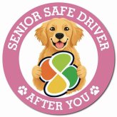 カーサイン 高齢者マーク SENIOR SAFE DRIVER ゴールデンレトリバー マグネット 強力 直径13cm 肉球 日本製 車 ステッカー