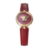ヴェルサーチェ 腕時計 レディース レッド ゴールド 34mm VERSACE PALAZZO EMPIRE パラッツォ エンパイア 立体 メデューサ 赤 レザー 革ベルト スイス製 高級 ブランド おしゃれ プレゼント ギフト 卒業 入学 お祝い