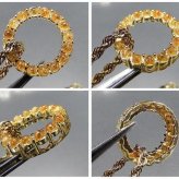 天然石ゴールドルチルクォーツ極小玉16粒輪状真鍮24k金メッキネックレス60センチ