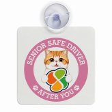 カーサイン 高齢者マーク SENIOR SAFE DRIVER エキゾチックショートヘア 車内用 吸盤タイプ 収れん火災防止タイプ 肉球 日本製 車 ステッカー
