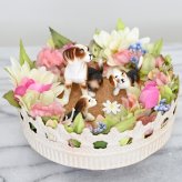 【最後の1点】お花に囲まれたワンコファミリー【Bloom Garden】リラックス　誕生日　お祝い　ギフト　犬好き　ドッグ【送料無料】