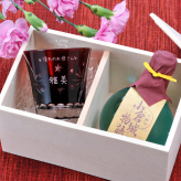 クリスマス 名入れ 酒セット 切子 グラス 冷酒グラス 星柄 赤 九州菊 吟醸酒 180ml お一人様セット 木箱入り