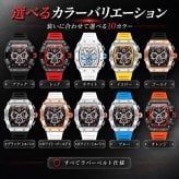 腕時計 メンズ クロノグラフ オマージュウォッチ クォーツ トノー型 スケルトン シリコンベルト 日付 ONOLA ON6827