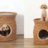 ローテーブル 猫 ラタン風 ドーム オールシーズン ペットハウス ペット ペットハウス&テーブル 丸型 大 小 テーブル サイドテーブル インテリアテーブル おしゃ ペットベッド おしゃれ シンプル 完成品 ネコ 籐 ミニテーブル 机 家具 新生活