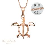 ゴールド ネックレス ハワイアンジュエリー ネックレス ホヌ ピンクゴールド ネックレス 幸せを運ぶ ホヌ Lサイズ 14K K14ピンクゴールド K10 10Kあずきチェーン太0.7mm ギフトラッピング可能 彼女 妻 女性 レディース プレゼント ハロウィン 【品番：CG-GP117R】