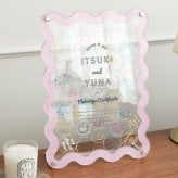 【結婚証明書】アクリル ウェディング ドロップス Wavy Kunette | 結婚式 バブル ウェルカムスペース ウェルカムボード 人前式 寄せ書き 芳名帳 おしゃれ ガラス かわいい ゲスト参加型 披露宴 名入れ 日付 シンプル メッセージ 30 40 50 60 70 100 115 受付演出  ナチュラル