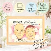 結婚記念日のギフトに、記念に似顔絵を贈りませんか。 似顔絵 金婚式 贈り物 手描き 名入れ プレゼント ギフト 結婚記念日 お祝い 長寿 誕生日 家族 ご夫婦 祖父 ご両親 下書き確認 修正無料 名入れ 一生もの 宝物 そっくり 喜ばれる 感謝 一生もの 結婚50周年 宝物 長寿 卒寿祝い 百寿祝い お祝いの品 同窓会 快気祝い オーダーメイド 米寿祝い 応援 オリジナル 還暦祝い 白寿祝い
