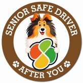 カーサイン 高齢者マーク SENIOR SAFE DRIVER シェットランドシープドッグ マグネット 強力 直径13cm 肉球 日本製 車 ステッカー