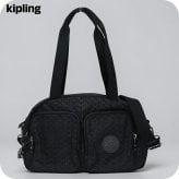 キプリング ボストンバッグ レディース ブランド Kipling クールデフィア ロゴ ワンポイント 総柄 2WAY KI6017-K59 Signature Emb 黒