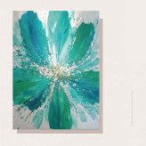 【手描き/受注生産】ファブリックパネル アートパネル モダン 花 海 抽象画 エメラルドグリーン ターコイズブルー インテリア アート キャンバス 絵画 壁掛け 高級感 おしゃれ リビング 寝室 オフィス 店舗 50×50 60×60 送料無料