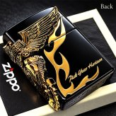 ZIPPO ハーレーダビッドソン ジッポ ライター イオンブラック＆アンティークゴールド 3面メタル 国内限定モデル 両面加工 黒金 かっこいい おしゃれ メンズ ギフト プレゼント