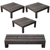 ガーデン エクステリア ユニットウッドデッキ harmonie アルモニー 90×90 3個組 ステップ付 送料無料 ウッドデッキ 簡単 縁側 本格的 DIY 木製 天然木 庭 ベランダ おしゃれ 小型 北欧 屋外 家具 ダークブラウン