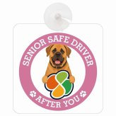 カーサイン 高齢者マーク SENIOR SAFE DRIVER 土佐犬 車内用 吸盤タイプ 収れん火災防止タイプ 肉球 日本製 車 ステッカー