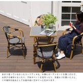 ラック スクエアテーブル5点セット「プレジール」 簡単組立 ガーデンテーブル PEラタン テラス 庭 レッド ブ アルミ モダン スクエア イングリッシュガーデン ファニチャー シンプル 欧州 インテリア 家具 チェア カフェ 新生活