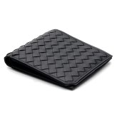ボッテガヴェネタ 二つ折り財布 イントレチャート メンズ レザー コンパクト財布 カード入れ8か所 ブラック 黒 BOTTEGA VENETA 796966 V69G1 8803