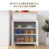 食器棚 キッチン収納 完成品 キッチンカウンター 引き出し KC-207-K 棚 開き戸 収納 Semplice センプリチェ 耐熱性 タイル キャビネット コンパクト 幅60 キャスター付 レンジ台 おしゃれ かわいい ホワイト 新生活