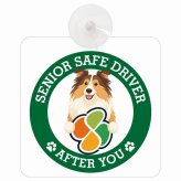 カーサイン 高齢者マーク SENIOR SAFE DRIVER ラフコリー 車内用 吸盤タイプ 収れん火災防止タイプ 肉球 日本製 車 ステッカー