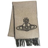 ヴィヴィアンウエストウッド マフラー Vivienne Westwood 81030006 W01MK N402 Double Face Scarf BLACK WHITE ブラック ホワイト リバーシブル ビッグオーブロゴ