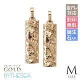 金属アレルギー対応 ペアペンダントトップ ハワイアンジュエリー 刻印無料 誕生石 純チタン ゴールドカラー バレルプレート Mサイズ チェーン別売り イオンプレーティング メンズ レディース プレゼント ハロウィン 【品番：TIP411-RYP】