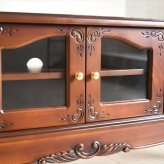 テレビ台 テレビボード 幅160cm アンティーク おしゃれ ローボード 大型 完成品 木製 引き出し 脚付き 収納家具 天然木 彫刻 PALMAアンティークブラウン マホガニーのTVボード160 ヨーロ