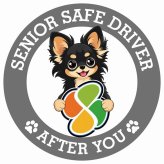 カーサイン 高齢者マーク SENIOR SAFE DRIVER ロングコートチワワ ステッカー シール 直径13cm 肉球 日本製 車