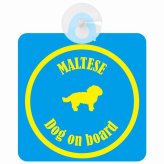 Maltese マルチーズ ブルー＆イエロー 車 窓ガラス 吸盤タイプ DOG IN CAR かっこいい おしゃれ 犬 シルエット アメ雑風 カラフル ドッグインカー ドッグオンボード 安全対策 セーフティサイン デコ 外出 ドライブ カーサイン 吸盤