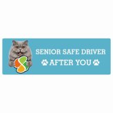 カーサイン 高齢者マーク SENIOR SAFE DRIVER ブリティッシュロングヘア ステッカー シール 長方形 15x5cm 肉球 日本製 車