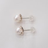 ［pearl620］6mm - 6.5mm ホワイトピンク クローバー ピアス あこや真珠