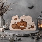 かぼちゃとお化けの組み木｜ハロウィン飾り｜木製季節のインテリア｜ハロウィンの置き物｜ハンドメイド