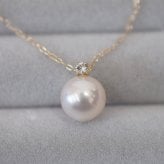 ［pearl599］ 8mm - 8.5mm ホワイトピンク ペンダント ネックレス 3月 誕生石 アクアマリン あこや真珠