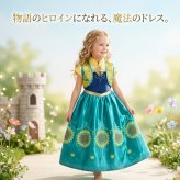 【アウトレット/新品】プリンセス ドレス 子供 キッズ ワンピース 女の子 なりきり コスプレ 仮装 コスチューム お姫様 ひまわり 花柄 グリーン 誕生日 バースデー プレゼント 発表会 ハロウィン クリスマス テーマパーク お出かけ 衣装 こども 子ども 春 夏 秋 冬