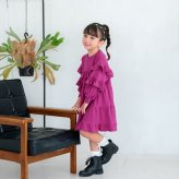 Rora ワンピース 通販 フリルワンピース キッズワンピース 長袖ワンピース お出掛け かわいい 通園通学用 小学校低学年 お出かけ着 セミフォーマル 春秋冬用 かわいい子供服 おしゃれ 女の子 女の子用 発表会