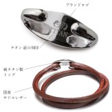 金属アレルギー対応 ブレスレット ハワイアンジュエリー 誕生石 二重巻き レザー 革 色選べる 純チタン 国産サドルレザー BY THE SEA バイザシー メンズ レディース 誕生日 プレゼント 【品番：TIBL104】