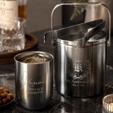 敬老の日 【名入れ】退職祝　男性　名入れ　プレゼント　トング付　ステンレスアイスペール　サーモス　thermos　真空断熱カップ　360ml　お一人様家飲みセット   