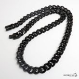 チタン 幅9mm 喜平チェーンネックレス ブラック メンズ 黒 喜平ネックレス チェーン 首飾り アクセサリー シンプル クール モード ストリート カジュアル ロック 重ね付け 存在感 光沢 大人 男性 金属アレルギー対応