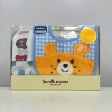 ミキハウス ホットビスケッツ★ビーンズくん スタイ&ガーゼタオル2枚セット【クリアBOX付き】ギフトラッピング　出産祝い　誕生日　お祝い　入園祝い　キッズ服　ベビー服