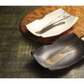 金彩流し 長角皿 M 2枚組 ギフトセット 磁器 ペア食器 金彩 皿 日本製 和食器 ペア【沖縄県・離島 配送不可】