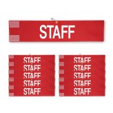 【送料無料】腕章 スタッフ ブルー 10枚セット 日本製 マジックテープ 安全ピン付き イベント 学校 STAFF
