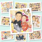 結婚式の記念に、笑顔を届ける似顔絵はいかがですか。修正無料・下書き確認付き。安心してご注文いただけます。 似顔絵 結婚祝い プレゼント ギフト 手描き 贈り物 名入れ 結婚式 記念 ウェディング 婚礼 ブライダル カップル 新婦 新郎 両親 名入れ 下書き確認 修正無料 宝物 一生もの 似てる 親孝行 一生もの ウェディング 思い出 結婚式 米寿祝い 節目 二次会 カラフル 贈答品 大量注文