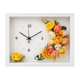 ◆花時計 ラージサイズ【BOX FLOWER フルール・クレセント】（ビタミンカラー） 置時計 （掛時計オプション有り） ハンドメイド 文字入れ可能